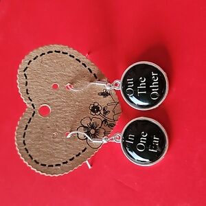 In One 🎁 Ear Out The Other Black & White Earrings New in Package